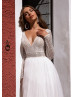 White Lace Pleated Tulle Boho Wedding Dress